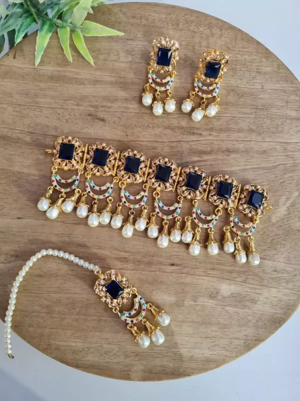 f-blue.webp Designer kundan choker set - Image 7