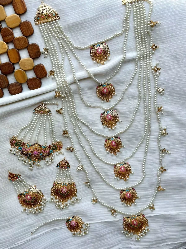 multi-29.webp 7 layer Hyderabadi set with jhumar - Image 2