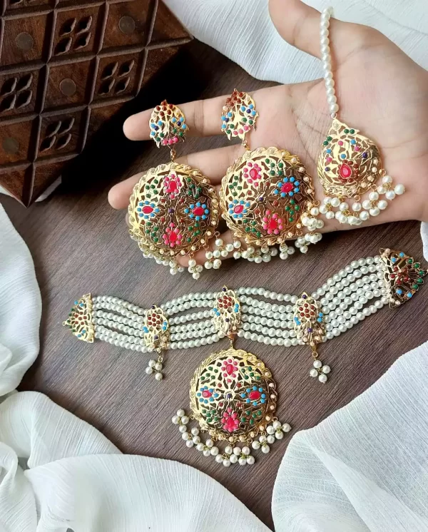 multi-73.webp Hyderabadi choker set - Image 4