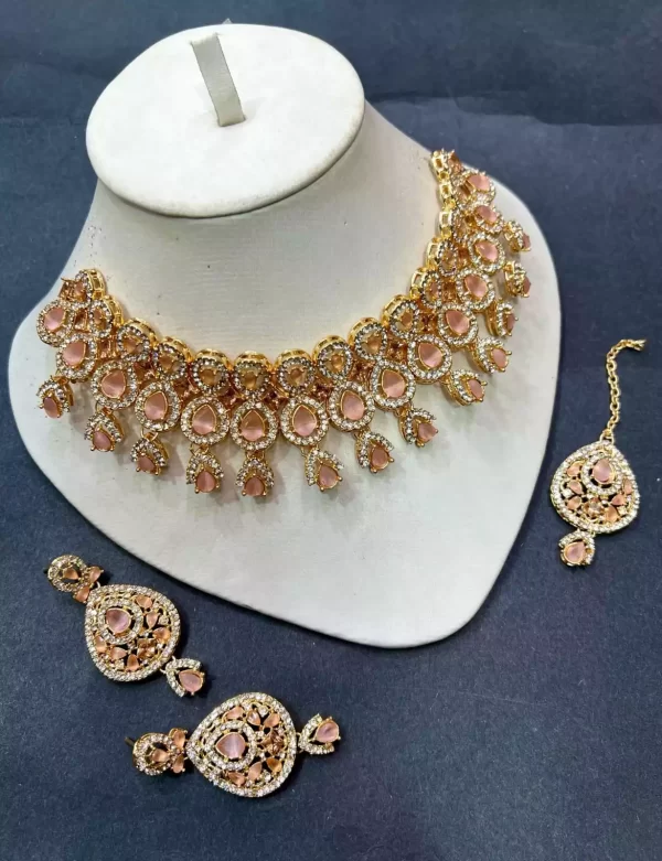 pink-85.webp Zircon 2 in 1 collar necklace set - Image 7