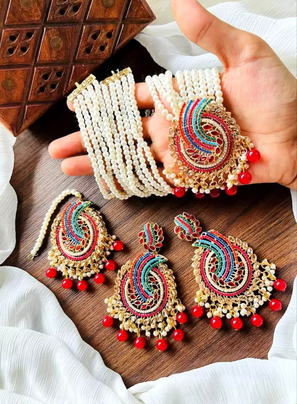 red-14-4.webp Noratan maala set with big teeka - Image 6