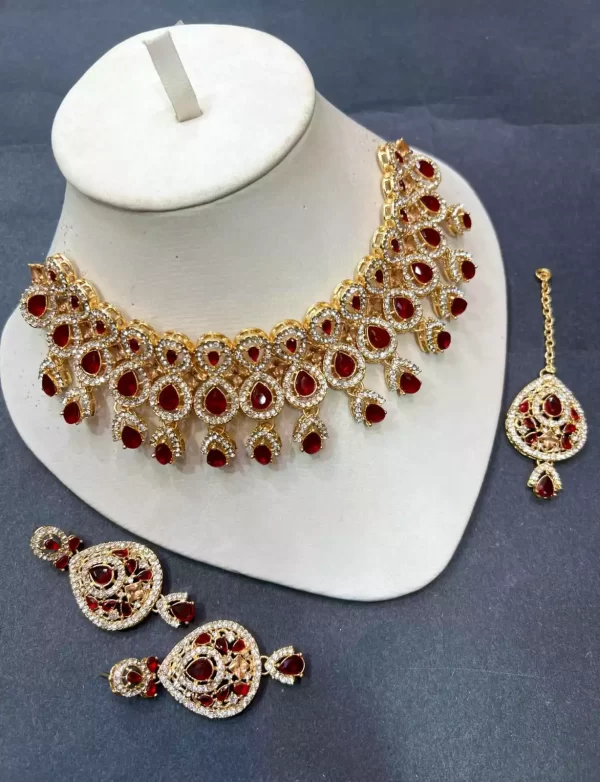 red-82.webp Zircon 2 in 1 collar necklace set - Image 6