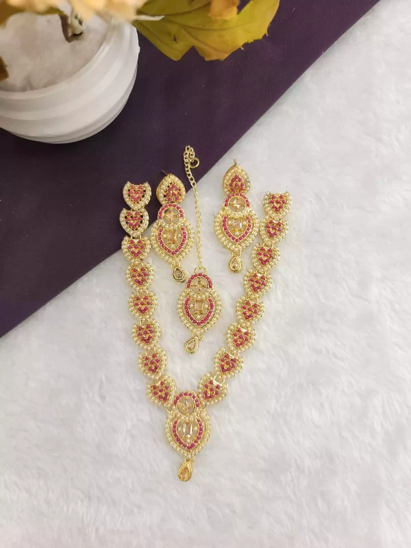 ruby Noratan necklace set with teeka - Image 1