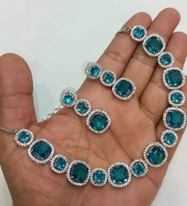 mint American diamond necklace set - Image 4