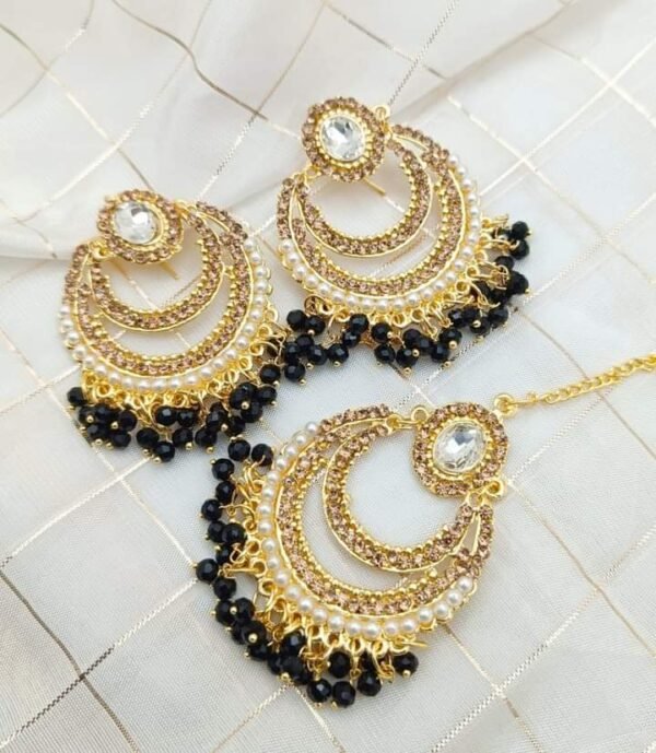 black Big size earrings teeka - Image 2