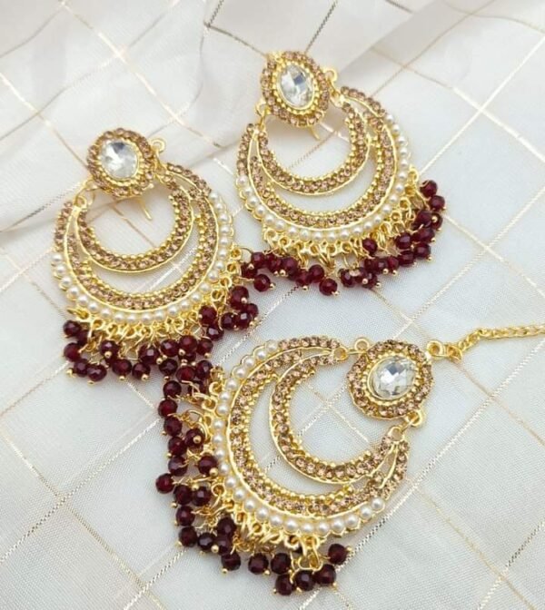 maroon Big size earrings teeka - Image 8