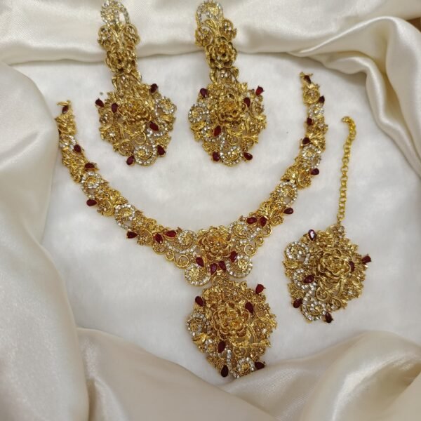 red Zircon designer necklace set - Image 3