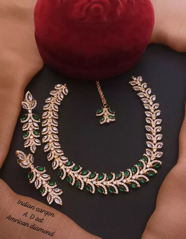 Zircon necklace set with teeka jewelry (2) Zircon necklace set with teeka - Image 3