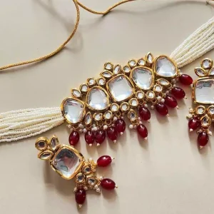Kundan choker set with teeka jewelry
