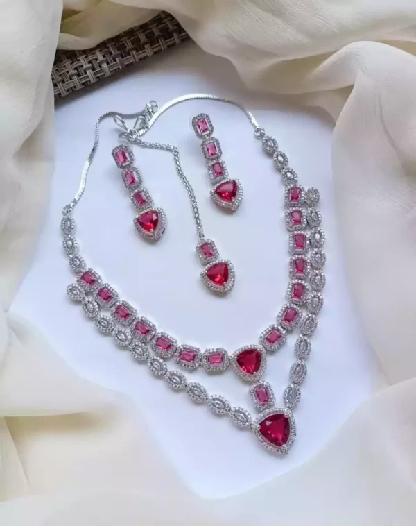 American diamond double layer bridal set - Image 2