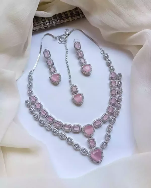 American diamond double layer bridal set - Image 4