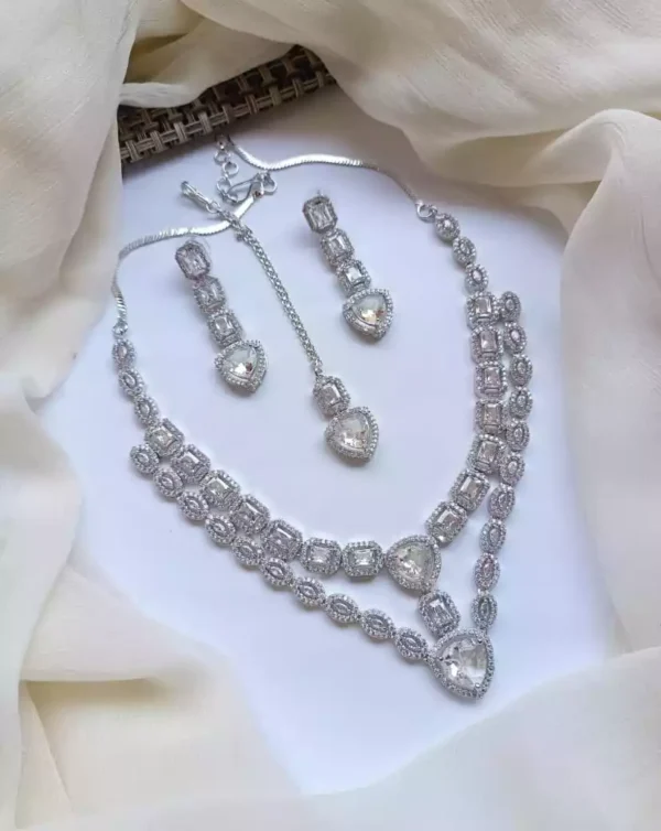 American diamond double layer bridal set - Image 6