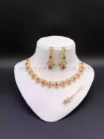 AD zircon necklace set with teeka - Image 6