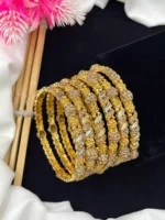 Gold plated two tone polish bangles