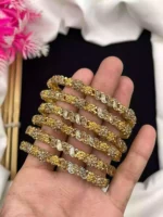 Gold plated two tone polish bangles - Image 2