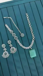 American diamond necklace set with teeka - Image 2