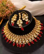 Indian kundan bridal set with back meenakari - Image 2