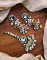 Indian kundan earrings teeka - Image 6