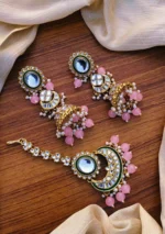 Indian kundan earrings teeka - Image 3