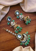 Indian kundan earrings teeka - Image 4