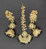 Kundan earrings teeka with saharay - Image 3