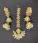 Kundan earrings teeka with saharay - Image 4