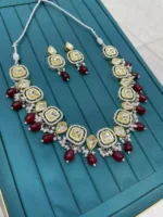 Uncut kundan necklace set - Image 3