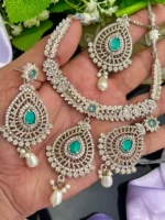 Silver plated designer necklace set - Image 6