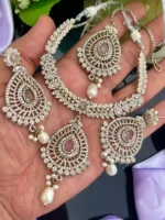 Silver plated designer necklace set - Image 3