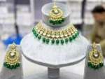 Kundan necklace set with teeka - Image 2