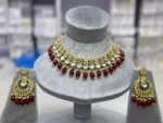 Kundan necklace set with teeka - Image 3