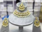 Kundan necklace set with teeka - Image 4