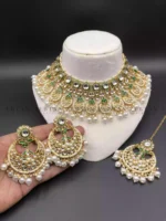 Indian kundan bridal set with teeka - Image 3