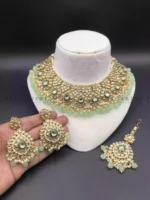 Indian kundan bridal set with teeka - Image 6