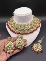 Indian kundan bridal set with teeka - Image 4