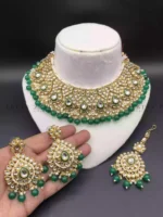 Indian kundan bridal set with teeka - Image 3