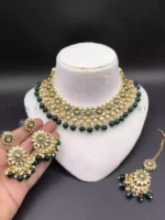 Kundan necklace set with big size teeka