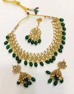 Kundan necklace set with teeka - Image 5