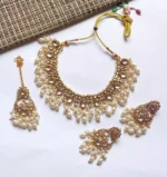 Kundan necklace set with teeka