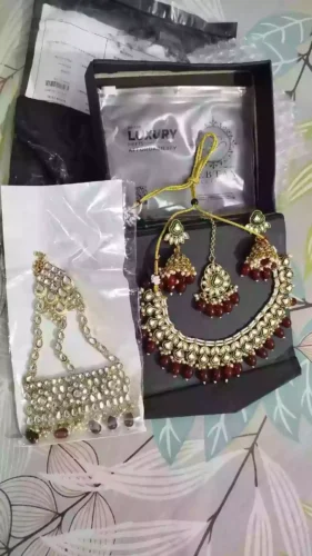 kundan necklace jhumar with jhumki style earrings