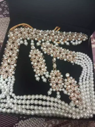 kundan necklace set with maalla elegant beautiful nikkah jewelry bridal choker with teeka