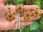 Gold plated floral pendant set - Image 6