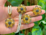 Gold plated floral pendant set - Image 4