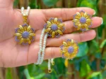 Gold plated floral pendant set - Image 3