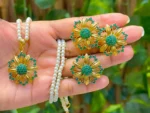 Gold plated floral pendant set - Image 2