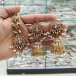 Zircon earrings with teeka - Image 3