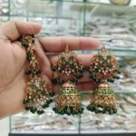 Zircon earrings with teeka - Image 2