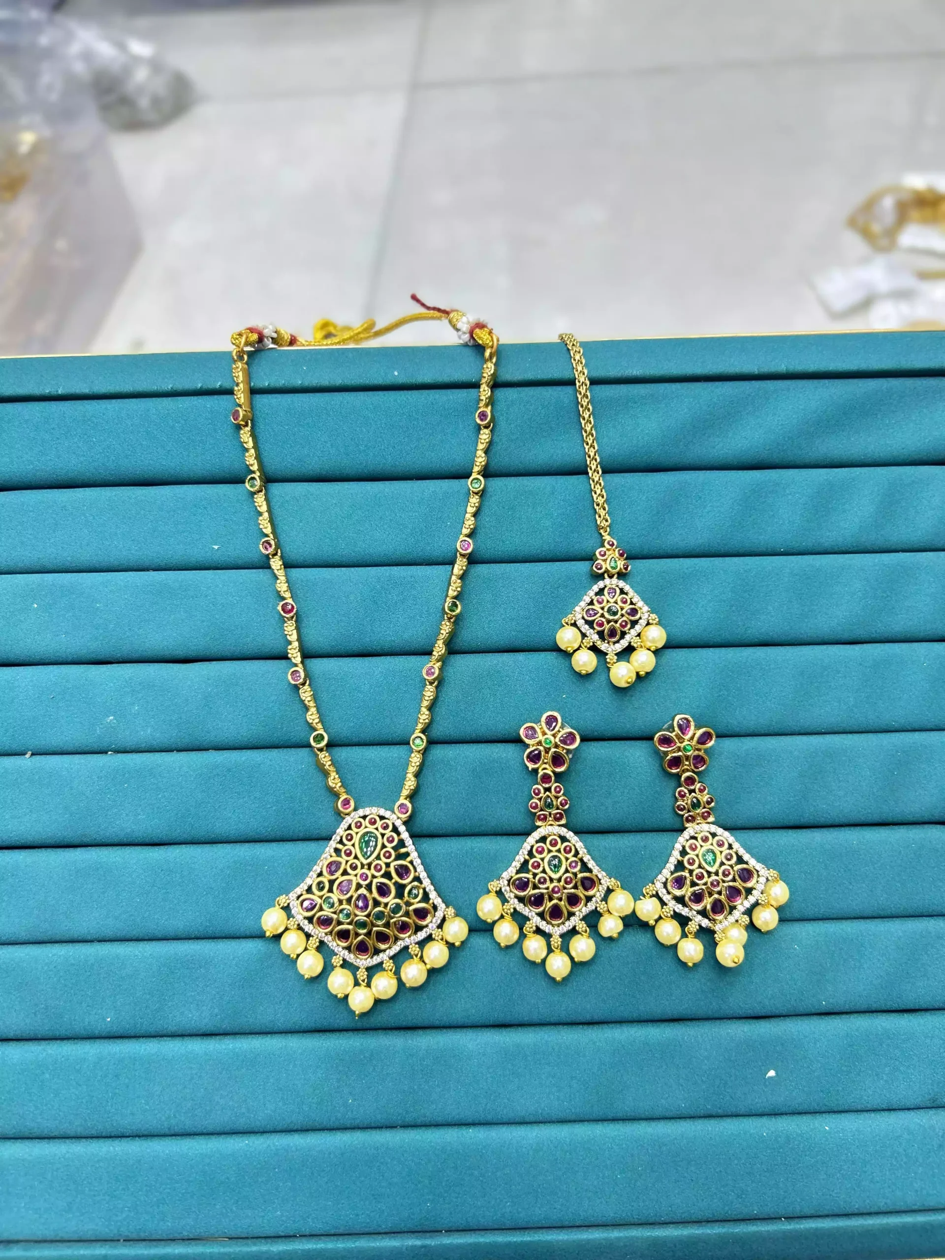 WhatsApp Image 2026-02-18 at 7.21.19 PM South indian set with teeka - Image 1