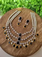 Uncut kundan and zircon maala set - Image 2