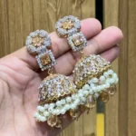 Semi precious jhumki earrings - Image 2